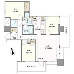 ステーションスカイタワー小田急相模原 3LDKの間取図画像