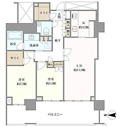広尾ガーデンフォレストH棟 2LDKの間取図画像