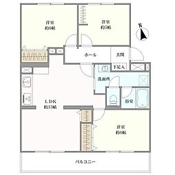 津田沼ローヤルコーポB棟 3LDKの間取図画像