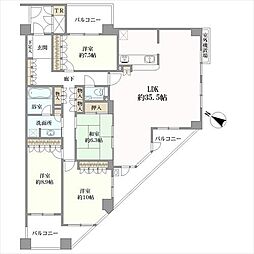 アーバンビュー芦屋山手D棟 4LDKの間取図画像