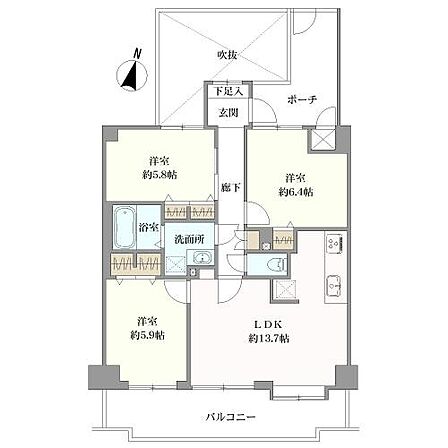 3LDK 間取り