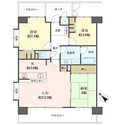 ファミール江波公園ツインズ壱番館 3LDKの間取図画像