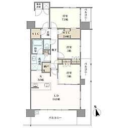 ソシオ西風新都COMFILLEDITION 3LDKの間取図画像
