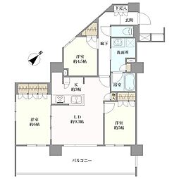 クオス駒沢大学 3LDKの間取図画像