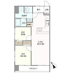 四谷御苑マンション 2LDKの間取図画像
