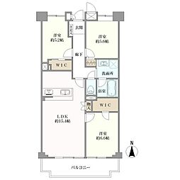 日商岩井大岡山第2マンションA棟 3LDKの間取図画像