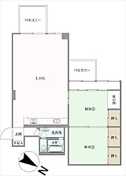 宇品シーサイドマンション 2LDKの間取図画像