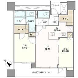 シエリアタワー中之島 2LDKの間取図画像