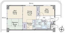 ニューライフマンション木場 3LDKの間取図画像