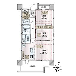 ドルチェヴィータ新梅田 2LDKの間取図画像