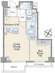 グランスイート三軒茶屋レジデンス 1LDKの間取図画像