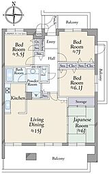 ファミール夙川寿町 4LDKの間取図画像