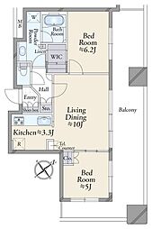 シティタワー池袋 2LDKの間取図画像
