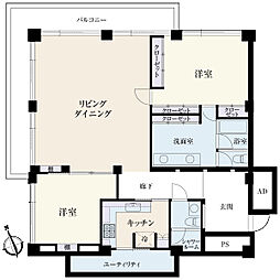 三田綱町パークマンション 2LDKの間取図画像