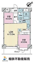 ルリエ横浜宮川町 2LDKの間取図画像