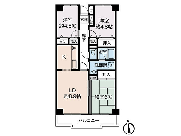 横浜二俣川ファミリーマンション(3LDK) 2階の間取り