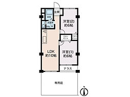 希望ケ丘コーポラスC棟 2LDKの間取図画像