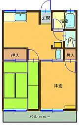 ハイムグリーンモア 2DKの間取図画像