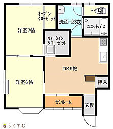 こーぽかみむら 2DKの間取図画像
