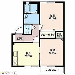 アペックスC 2DKの間取図画像