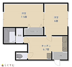 ソレイユ新栄 2DKの間取図画像