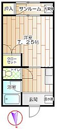 アムール 1Kの間取図画像