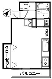 ラッヂ・スノセ 2階ワンルームの間取り