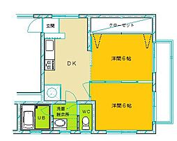 エンゼルハイツ 2階2DKの間取り
