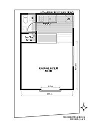 松輪海岸ガレージハウス ワンルームの間取り