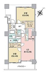 ミッドオアシスタワーズタワー棟 2LDKの間取図画像