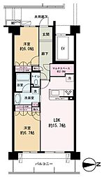 ルネ追浜1C棟 2SLDKの間取図画像