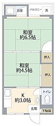 北恩加島住宅2棟 2Kの間取図画像