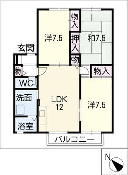 セジュール北アルプス ｜愛知県岡崎市六名本町(賃貸アパート3LDK・2階・76.12㎡)の写真 その2