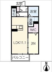 BASE FIELD EGUCHI 2階1LDKの間取り