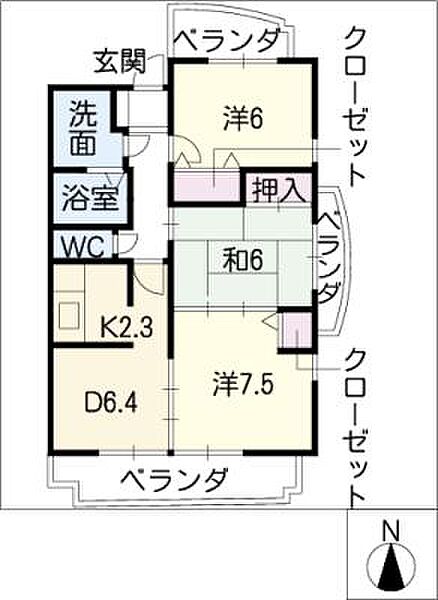 グレースはま ｜愛知県豊橋市上地町(賃貸マンション3DK・1階・62.60㎡)の写真 その2