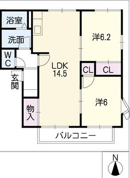 グリーンステージ東山Ｂ棟 ｜愛知県豊橋市草間町字東山(賃貸アパート2LDK・1階・58.00㎡)の写真 その2