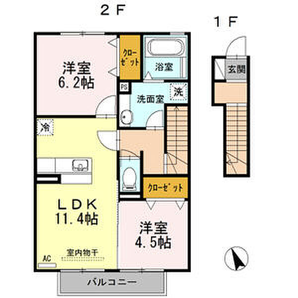 パークハウス常滑　B棟 203｜愛知県常滑市字広内(賃貸アパート2LDK・2階・59.46㎡)の写真 その2