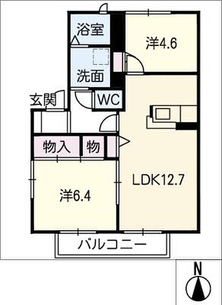 ルシード笹川 ｜三重県四日市市笹川2丁目(賃貸アパート2LDK・2階・53.01㎡)の写真 その3