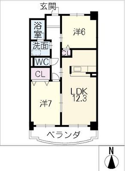 ピースフル・ガーデン ｜愛知県名古屋市緑区鳴海町字尾崎山(賃貸マンション2LDK・2階・60.00㎡)の写真 その2