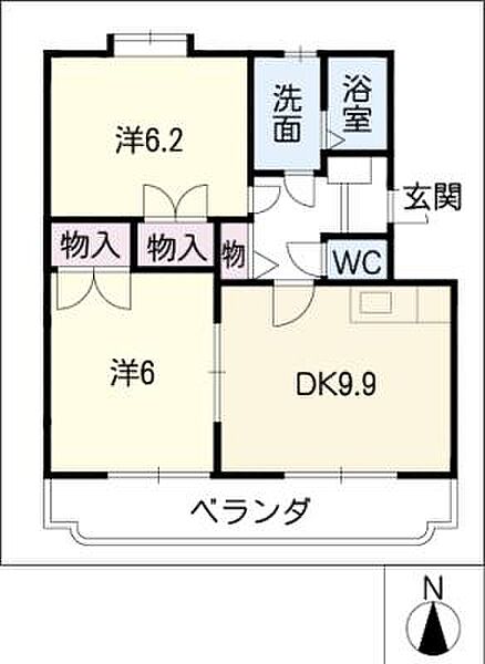 サクセスII ｜岐阜県可児市今渡(賃貸マンション2DK・3階・52.52㎡)の写真 その2