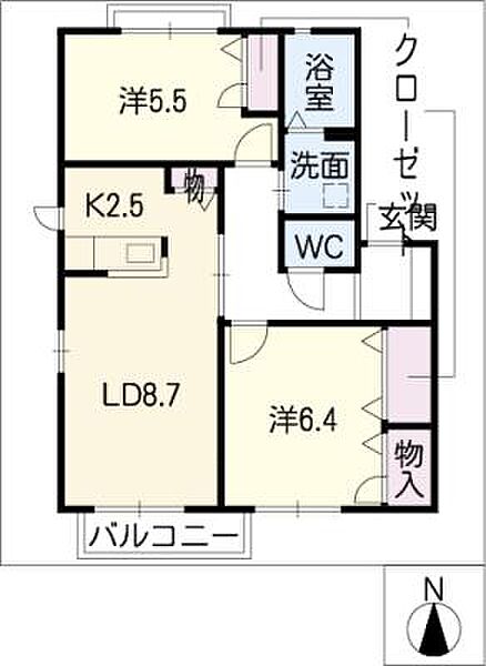 スマイル　Ｂ棟 ｜岐阜県可児市今渡(賃貸アパート2LDK・2階・57.33㎡)の写真 その2