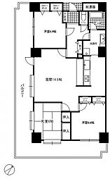ロイヤルシャトー高丘 3LDKの間取図画像