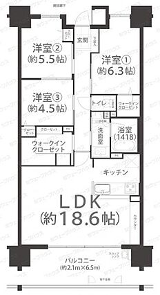約18帖の広さ...