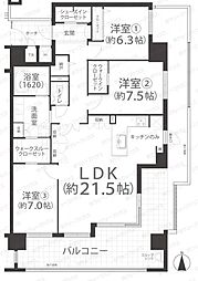 リビンコートプライム伊福町 3LDKの間取図画像