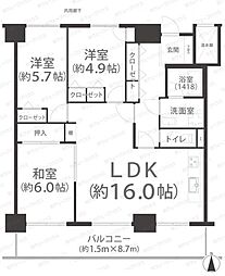 フォーラム西古松 3LDKの間取図画像