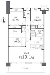サーパス東古松第2 3LDKの間取図画像