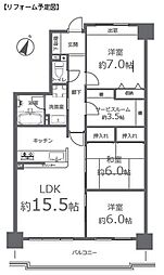 サーパス津高台通り一番館 3LDKの間取図画像
