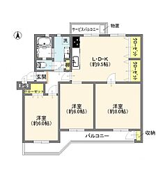 鎌ケ谷グリーンハイツ46 3LDKの間取図画像