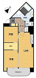 シャトレ北山 2LDKの間取図画像