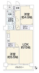 サンライズマンション東村山第3 2LDKの間取り